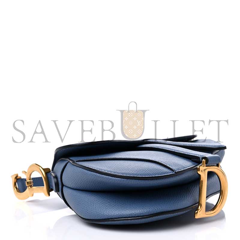 DIOR GRAINED CALFSKIN MINI SADDLE BAG DENIM BLUE (17*15*5cm) 